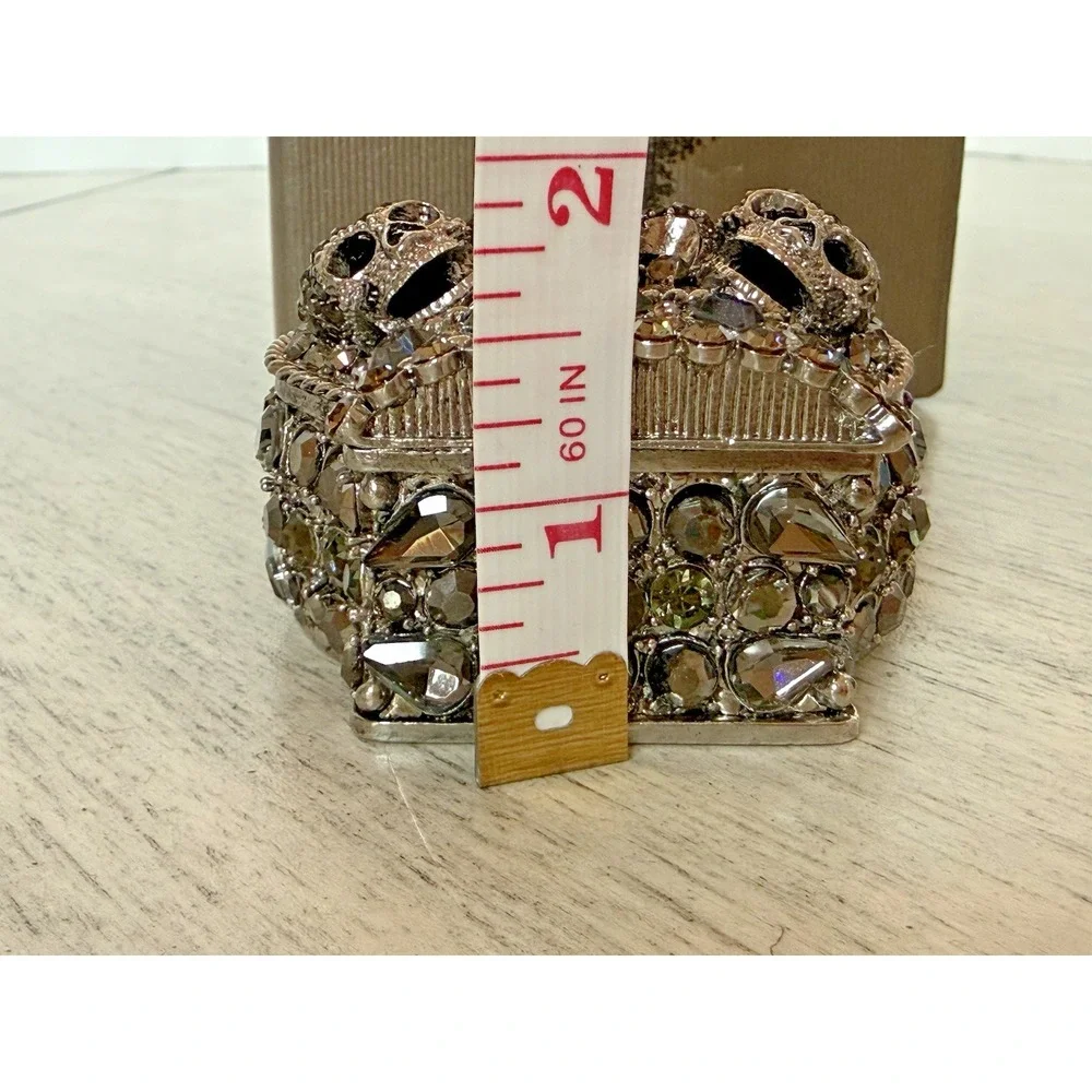 Olivia Riegel Crystal Skull Crown Jewelry Box Gunmetal Finish Gothic New in Box